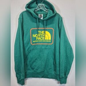 The North Face Men’s Medium Hoodie Green Graphic Logo Never Stop Exploring